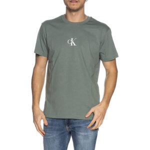 Calvin Klein Uomo T Shirt Small Chest Monogram J30J314267 Ldt Duck Green