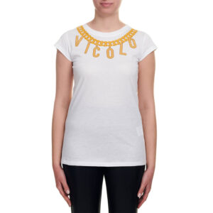 Vicolo T Shirt Rh0418 Taglia Unica Bianco Oro