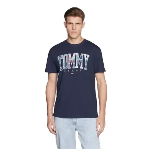 Tommy Jeans t shirt classic uomo tartan DM0DM15666 C87 Twilight Navy