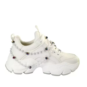 Buffalo Sneakers Donna Binary Charm pearl white 1630866 C5