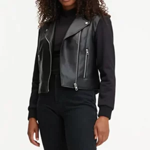 Calvin Klein Faux Leather Jersey giubbino donna J20J221384BEH Black