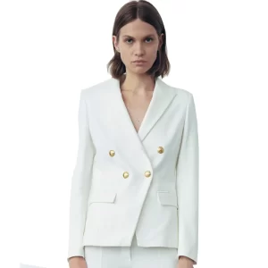 Gaelle giacca doppiopetto in maglia milano GBDP18908 Off White